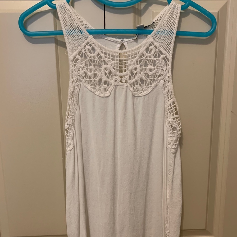Crochet Detail White Tank Top